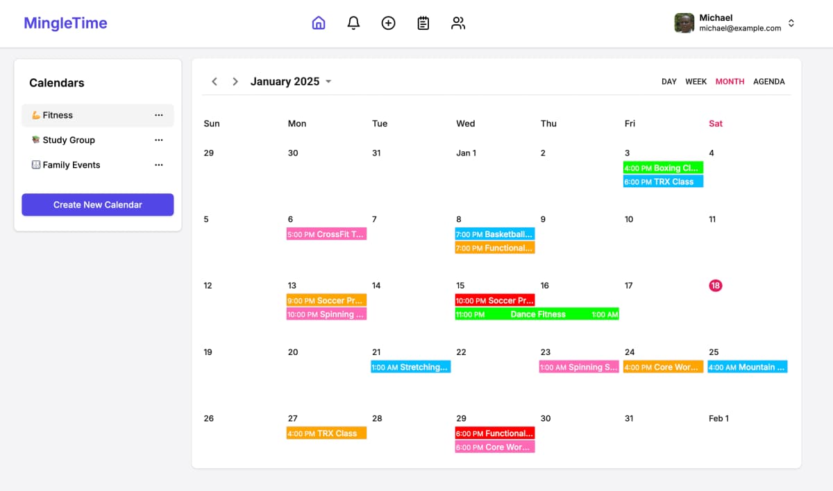 MingleTime application screenshot